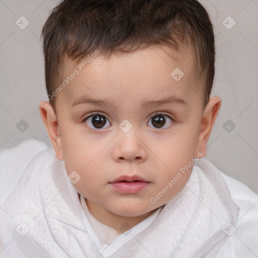 Neutral white child male with short  brown hair and brown eyes