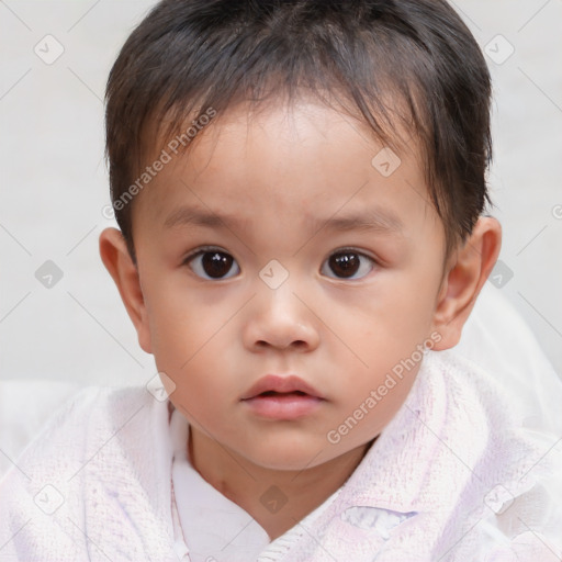 Neutral white child male with short  brown hair and brown eyes