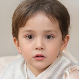 Neutral white child female with short  brown hair and brown eyes