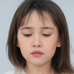 Neutral white child female with medium  brown hair and brown eyes