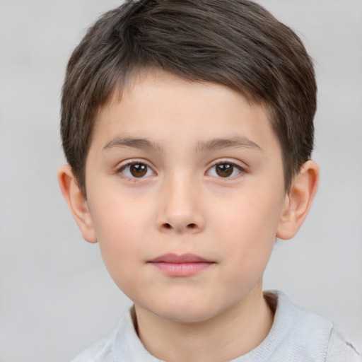 Neutral white child male with short  brown hair and brown eyes