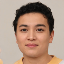 Neutral asian young-adult male with short  brown hair and brown eyes