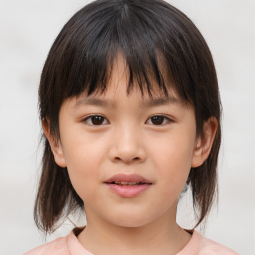 Neutral white child female with medium  brown hair and brown eyes