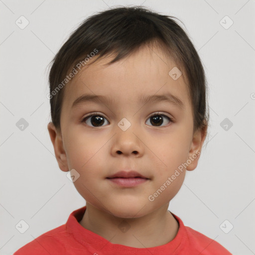 Neutral white child male with short  brown hair and brown eyes