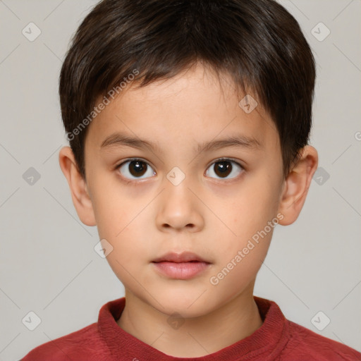 Neutral white child male with short  brown hair and brown eyes