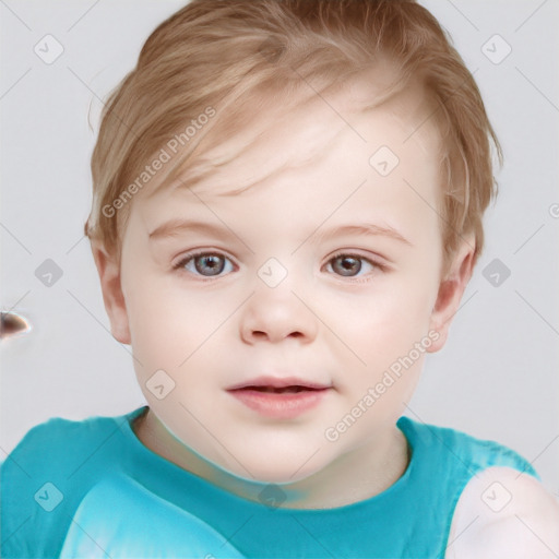 Neutral white child female with short  brown hair and brown eyes