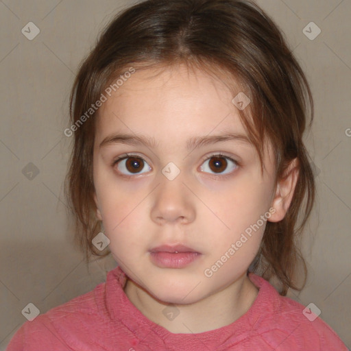 Neutral white child female with medium  brown hair and brown eyes