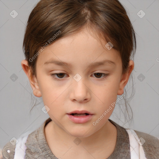 Neutral white child female with medium  brown hair and brown eyes