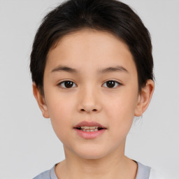 Neutral white child female with short  brown hair and brown eyes