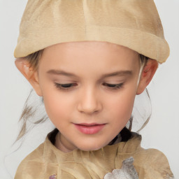 Neutral white child female with medium  brown hair and brown eyes