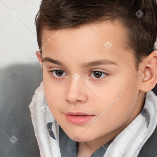 Neutral white child male with short  brown hair and brown eyes