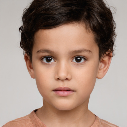 Neutral white child male with short  brown hair and brown eyes