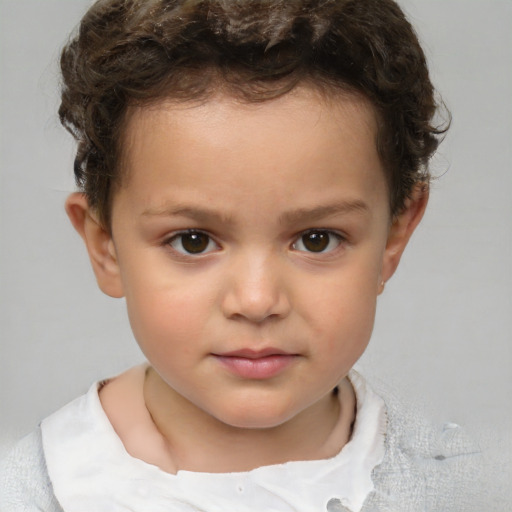 Neutral white child female with short  brown hair and brown eyes