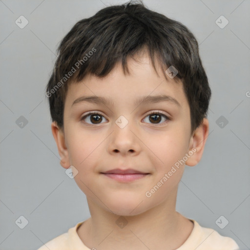 Neutral white child male with short  brown hair and brown eyes