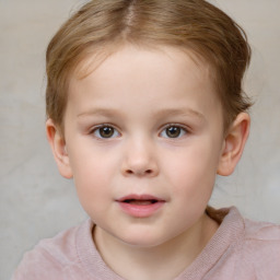 Neutral white child female with short  brown hair and brown eyes