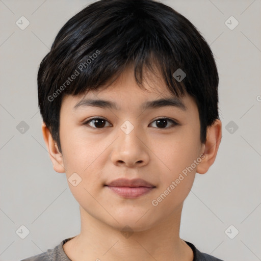 Neutral asian young-adult male with short  brown hair and brown eyes