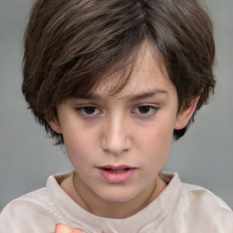 Neutral white child female with short  brown hair and brown eyes