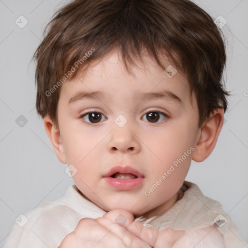 Neutral white child male with short  brown hair and brown eyes