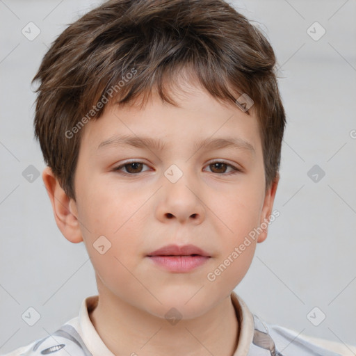 Neutral white child male with short  brown hair and brown eyes