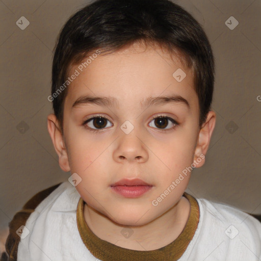 Neutral white child female with short  brown hair and brown eyes