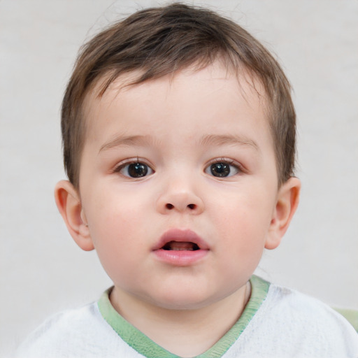 Neutral white child male with short  brown hair and brown eyes