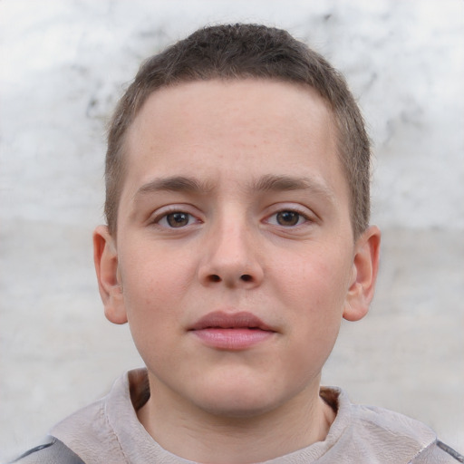 Neutral white child male with short  brown hair and brown eyes