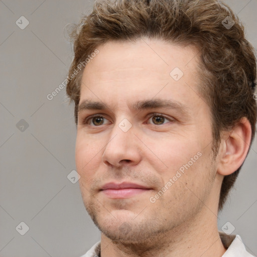 Neutral white adult male with short  brown hair and brown eyes