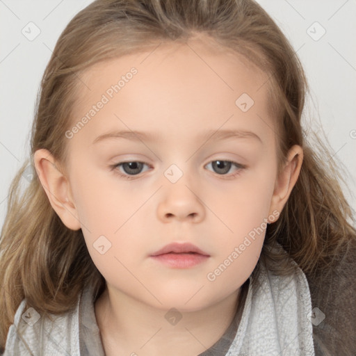 Neutral white child female with medium  brown hair and brown eyes