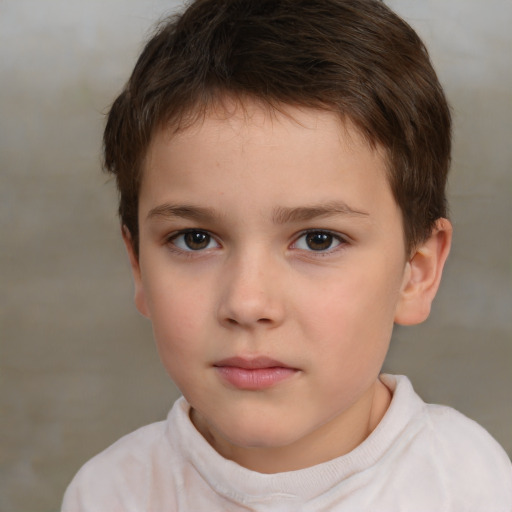 Neutral white child male with short  brown hair and brown eyes