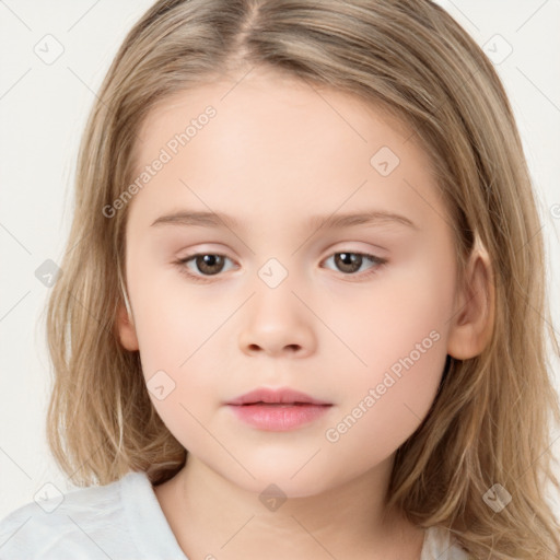 Neutral white child female with medium  brown hair and brown eyes