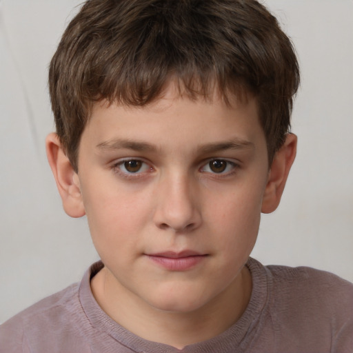 Neutral white child male with short  brown hair and brown eyes