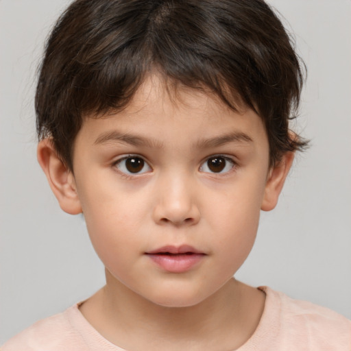 Neutral white child male with short  brown hair and brown eyes