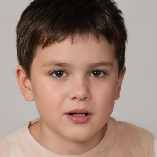 Neutral white child male with short  brown hair and brown eyes