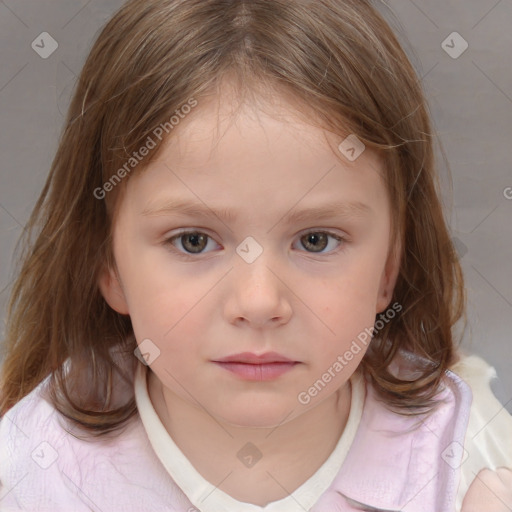 Neutral white child female with medium  brown hair and brown eyes