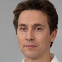 Neutral white adult male with short  brown hair and brown eyes