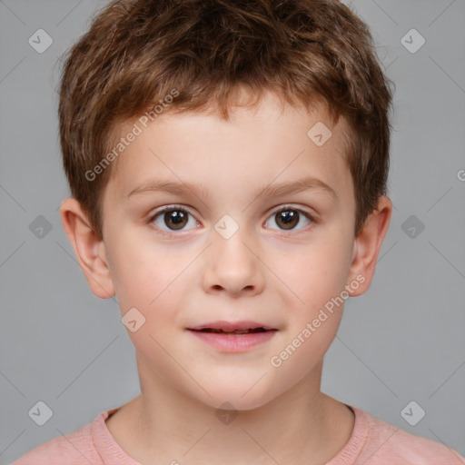 Neutral white child male with short  brown hair and brown eyes