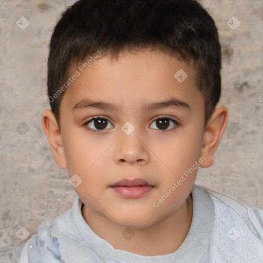 Neutral white child male with short  brown hair and brown eyes