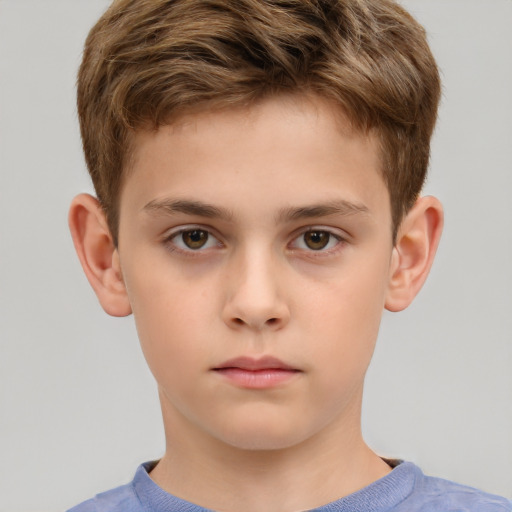 Neutral white child male with short  brown hair and brown eyes