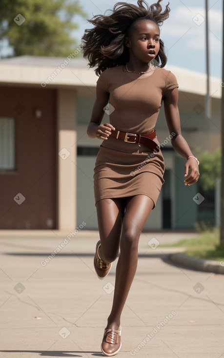 African teenager girl with  brown hair