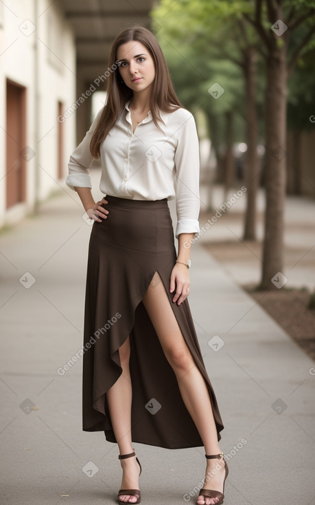 Spanish young adult female with  brown hair