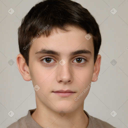 Neutral white child male with short  brown hair and brown eyes