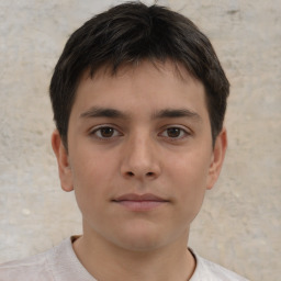 Neutral white child male with short  brown hair and brown eyes