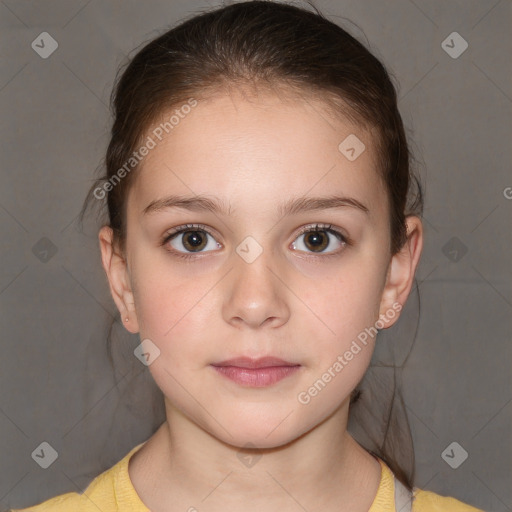 Neutral white child female with medium  brown hair and brown eyes