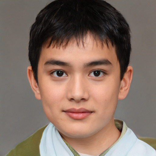 Neutral white child male with short  brown hair and brown eyes