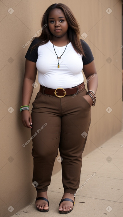 Zambian young adult female with  brown hair