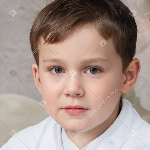 Neutral white child male with short  brown hair and brown eyes