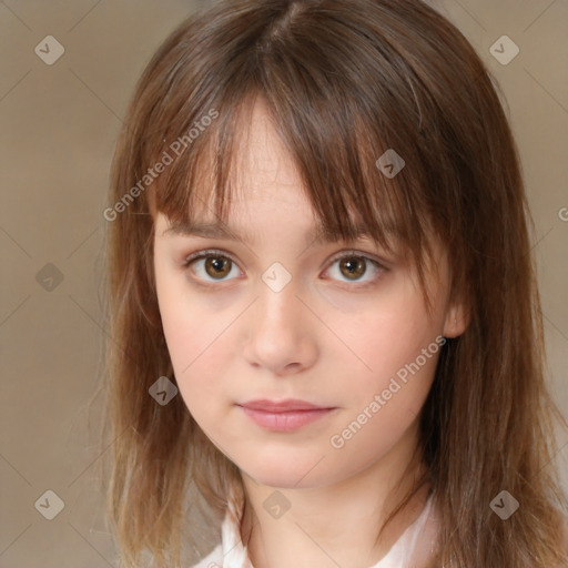 Neutral white child female with medium  brown hair and brown eyes