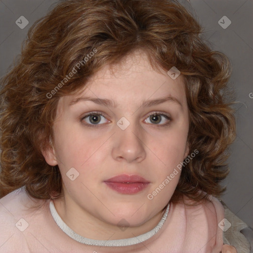 Neutral white child female with medium  brown hair and brown eyes