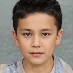 Neutral white child male with short  brown hair and brown eyes