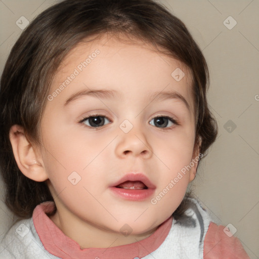 Neutral white child female with medium  brown hair and brown eyes